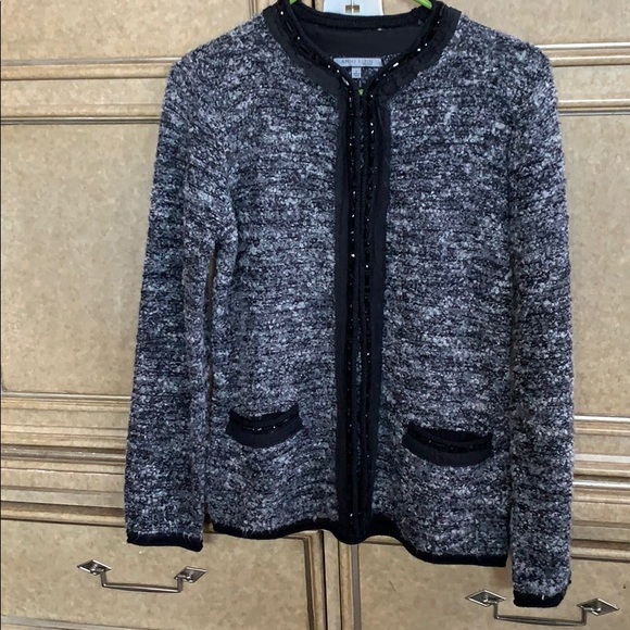 ANNE KLEIN SILK BLACK & GREY SWEATER - Picture 9 of 10